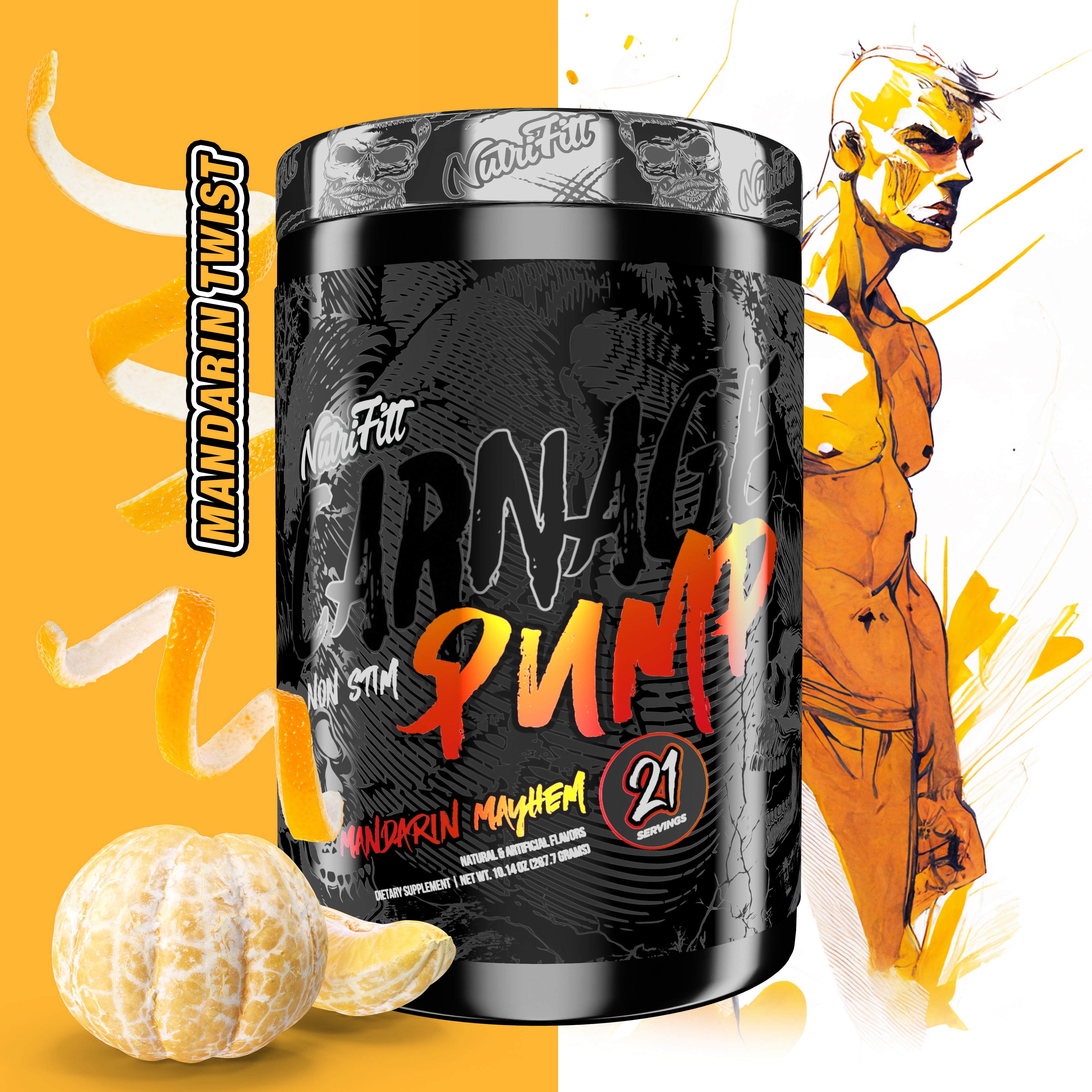 nutrifitt carnage non stim pump mandarin mayhem mandarin twist