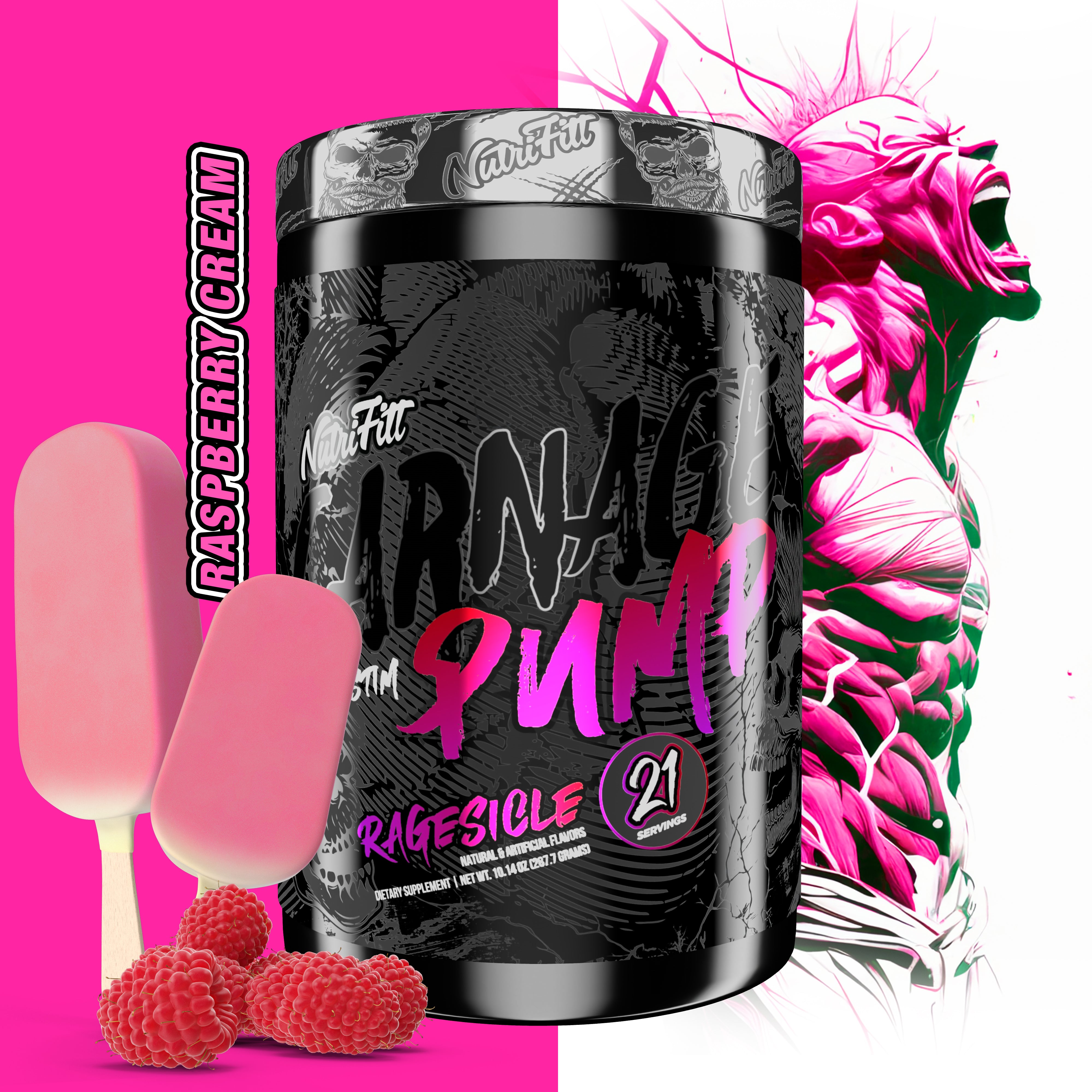 nutrifitt carnage non stim pump ragesicle raspberry cream